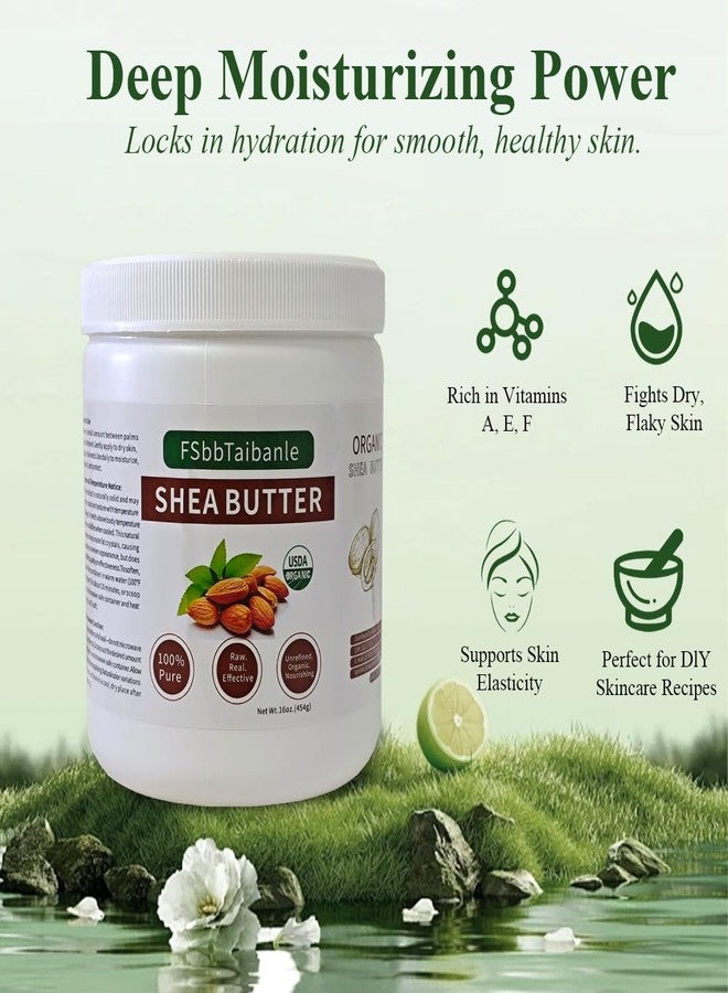 FSbbTaibanle Raw Shea Butter 16 oz – Pure & Organic Moisturizer for Skin, Hair & DIY – Raw, Unrefined, Non-GMO, Ivory Color, Grade A Quality - Image 2